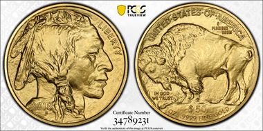 2018 $50 American Buffalo .9999 Fine Gold First Strike MS70