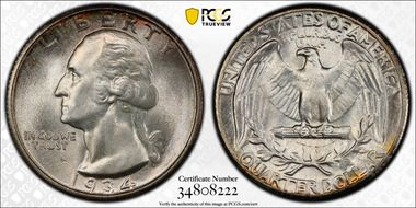 1934 25C Medium Motto MS67