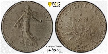 1900 1 Fr Gad-467 Flan Mat PR63