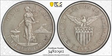 1905-S Peso Allen-16.06a Straight Serif XF40