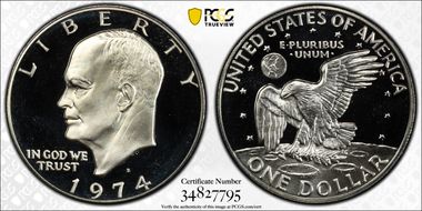 1974-S $1 Silver PR70DCAM
