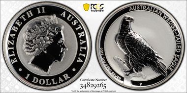 2017-P $1 Wedge Tailed Eagle High Relief MS70