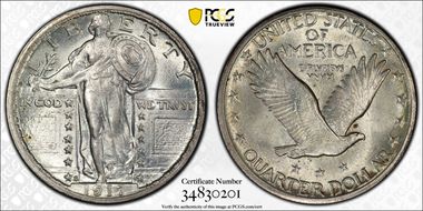 1917-S 25C Type 2 MS64