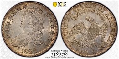 1823 50C O-110a, Ugly 3 AU58