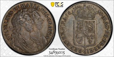 1689 1/2 Cr S-3434 First Shield AU50