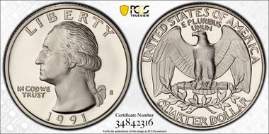 1991-S 25C PR70DCAM