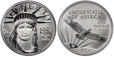 1997 $25 Statue of Liberty MS70