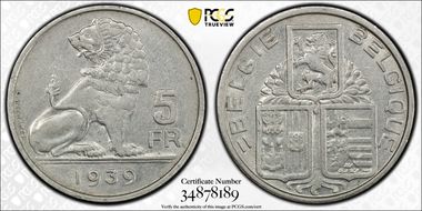 1939 5 Fr KM-117.2 Position A Star on Edge AU55