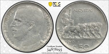 1920-R 50C Reeded Edge XF45