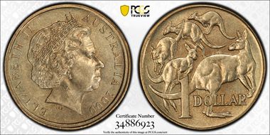 2000 $1 Mule-Struck w/10C Obv AU58