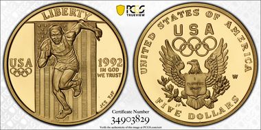 1992-W $5 Olympic PR70DCAM