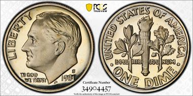 1981-S 10C Type 2 PR70DCAM