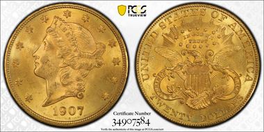 1907 $20 Liberty MS64+