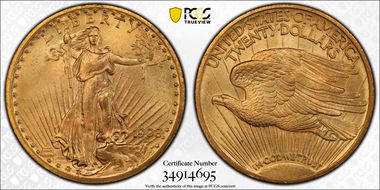 1908 $20 Motto MS65