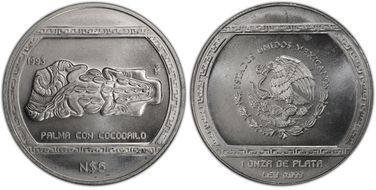 1993-Mo 5 Peso Palma con Cocodrilo MS67