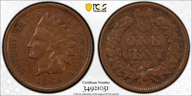 1909-S 1C Indian VF35BN