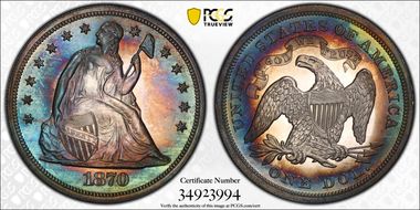 1870 $1 PR65