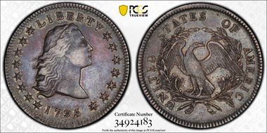 1795 $1 Flowing Hair, 3 Leaves XF40