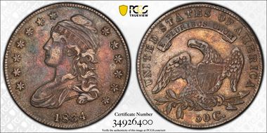 1834 50C Small Date, Small Letters XF40