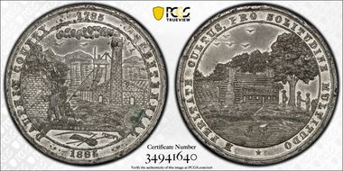 1885 WM Med. Raymond-154 Pierced Dauphin County Centennial MS61