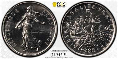 1988 5 Fr Gad-771 MS67