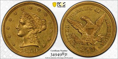 1850 $2.50 AU58