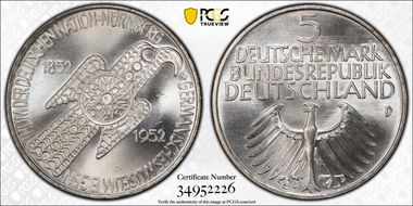 1952-D 5 Mk Nurnberg J-388 MS66