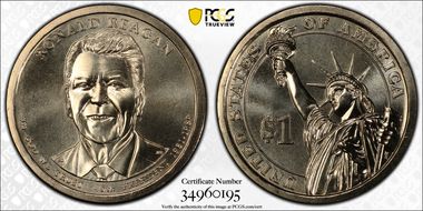 2016-P $1 Ronald Reagan Position A UNC Set MS67