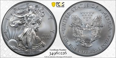 2014-W $1 Burnished Silver Eagle UNC Set SP68