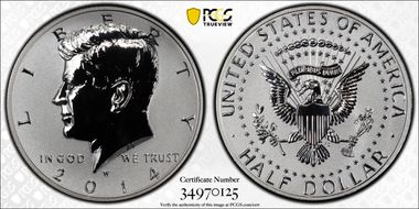 2014-W 50C Reverse Proof 50th Anniversary Set PR70