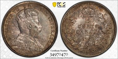 1905 5C Narrow Date 5/5-1 MS63