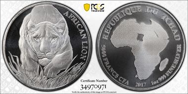 2017 5000 Fr African Lion MS69