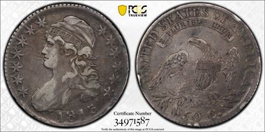 1813 50C O-109a, Single Leaf VF35