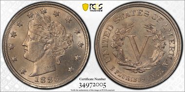 1883 5C No CENTS MS64