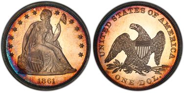 1861 $1 PR65CAM