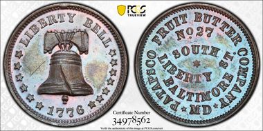 (1876) Token Rulau Md-Ba 206A Copper Patapsco Fruit Butter Co. MS64BN