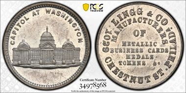 (1876) Token Pa-Ph 262F White Metal Lingg & Co. MS61