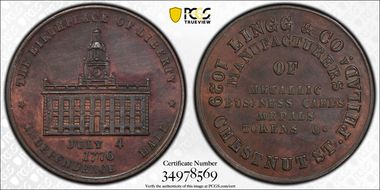(1876) Token Pa-Ph 262A Copper Lingg & Co MS63BN