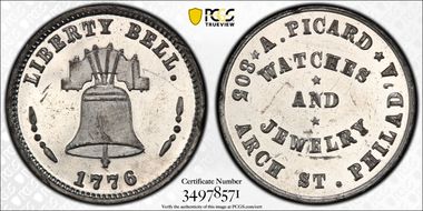 (1876) Token Pa-Ph 702 White Metal A. Picard MS63