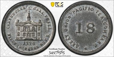 (1876) Token Ny-Ny 736A White Metal Great Union Pacific Tea Co. AU58