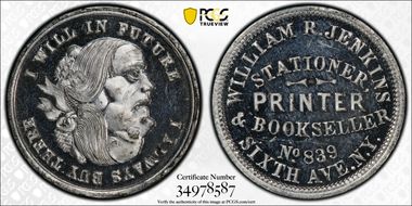 (1876) Token Ny-Ny 776B White Metal William R. Jenkins MS64