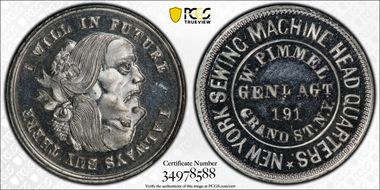 (1876) Token Ny-Ny 791D White Metal W. Pimmel MS64