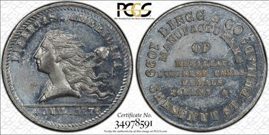 (1876) Token Pa-Ph 256 White Metal Lingg & Co AU58