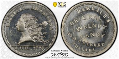 (1876) Token Pa-Ph 930B White Metal Harbach Brothers MS64