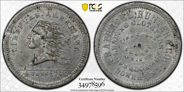 (1876) Token NY-NY 860 White Metal Traphagen, Hunter & Co. AU53