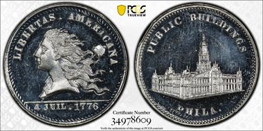 (1876) Token Pa-Ph 256 White Metal Muled w/ Pa-Ph 231 Obv MS64