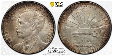 1953 Peso Jose Marti KM-29  Ag MS63