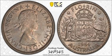1954(m) Florin KM-54  Ag MS63
