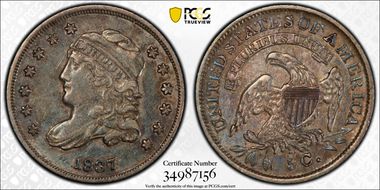 1837 H10C Capped Bust, Small 5C XF45