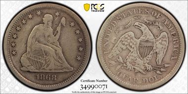 1868-S 25C VF20